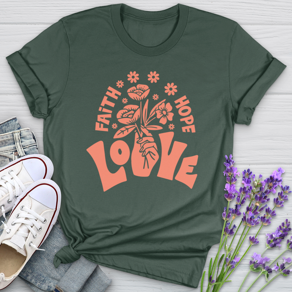 Faith Hope Love Floral Style Softstyle Tee