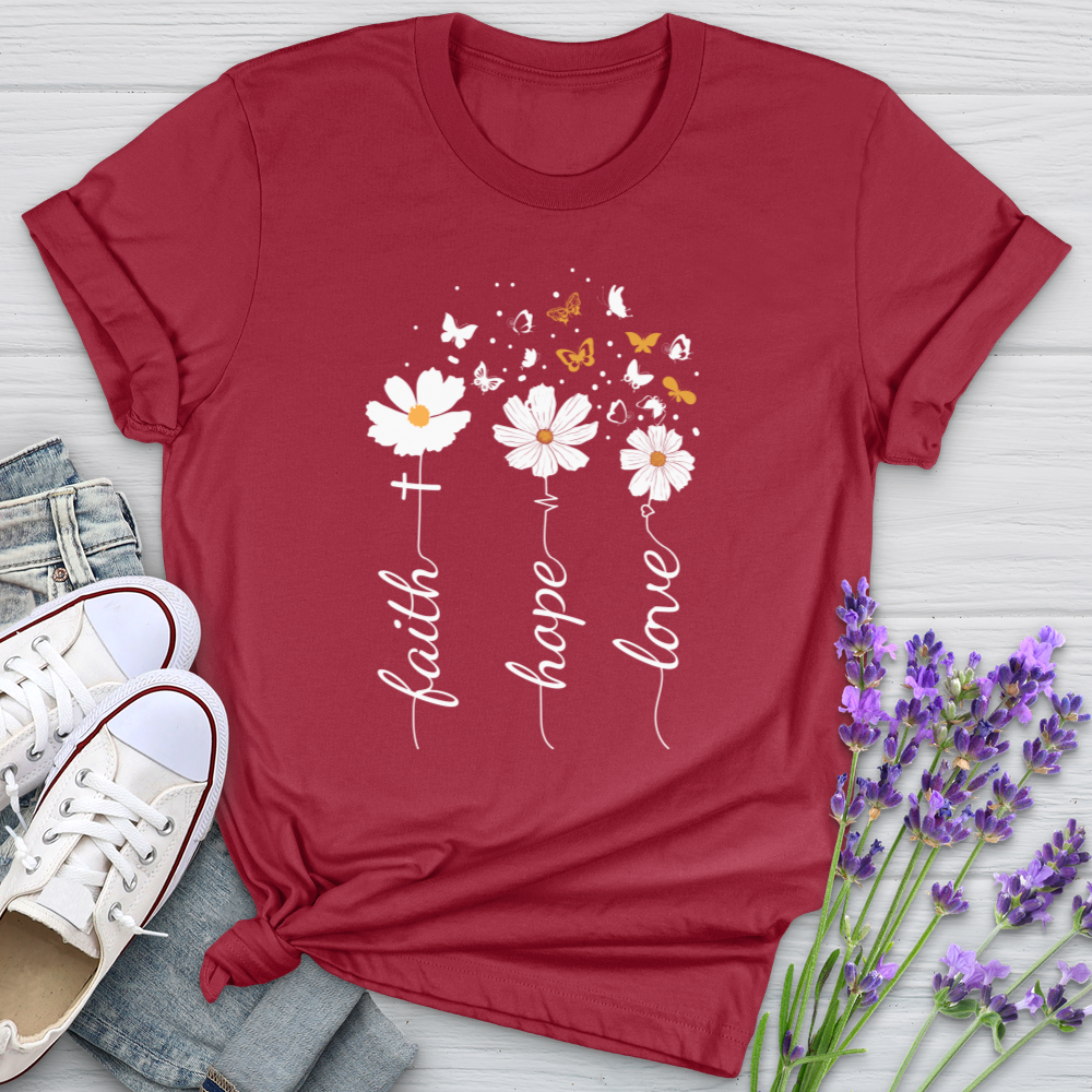 Faith, Hope, Love, Floral Tee Softstyle Tee