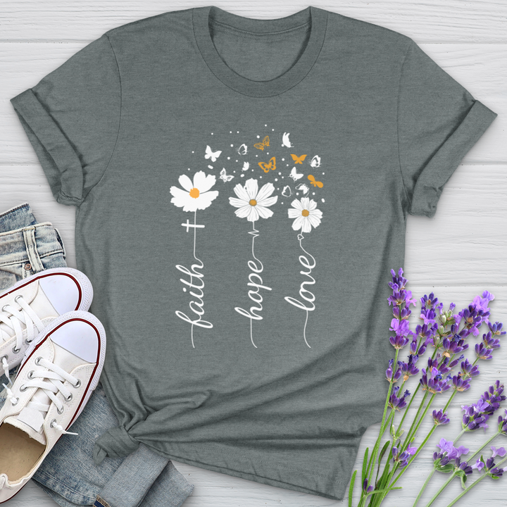 Faith, Hope, Love, Floral Tee Softstyle Tee