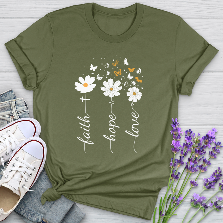 Faith, Hope, Love, Floral Tee Softstyle Tee