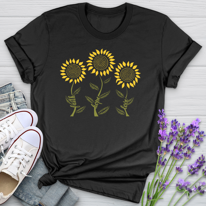 Faith Hope Love Flower Trio Softstyle Tee