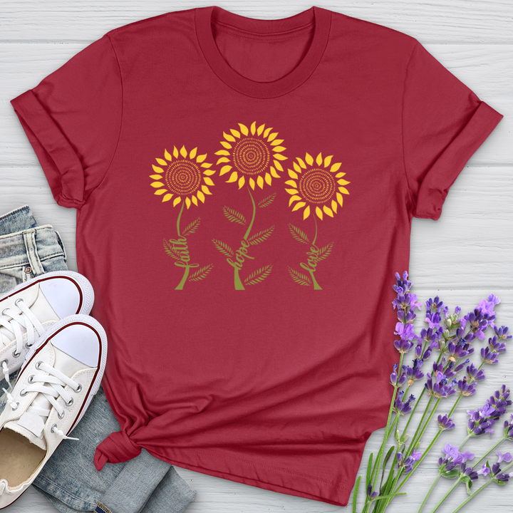 Faith Hope Love Flower Trio Softstyle Tee