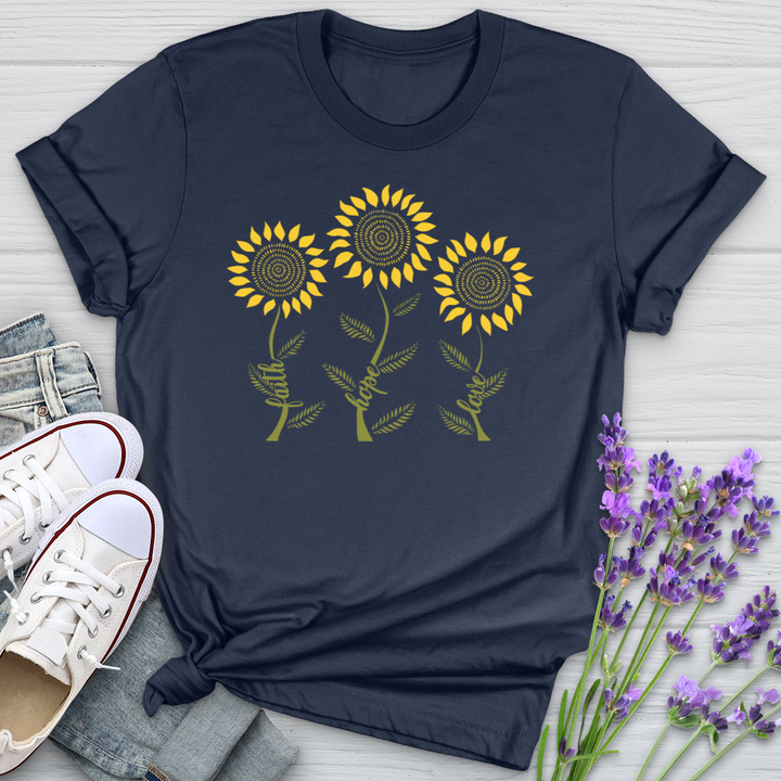 Faith Hope Love Flower Trio Softstyle Tee