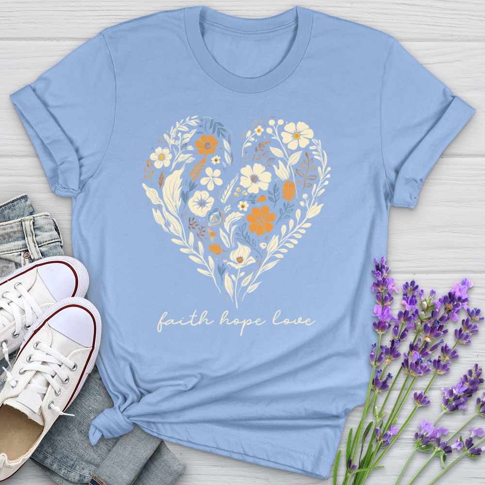 Faith Hope Love Golden Flower Pattern Softstyle Tee