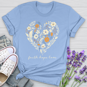 Faith Hope Love Golden Flower Pattern Softstyle Tee