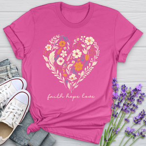 Faith Hope Love Golden Flower Pattern Softstyle Tee