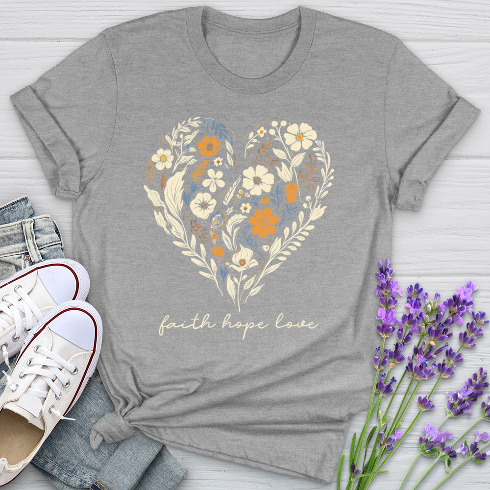 Faith Hope Love Golden Flower Pattern Softstyle Tee