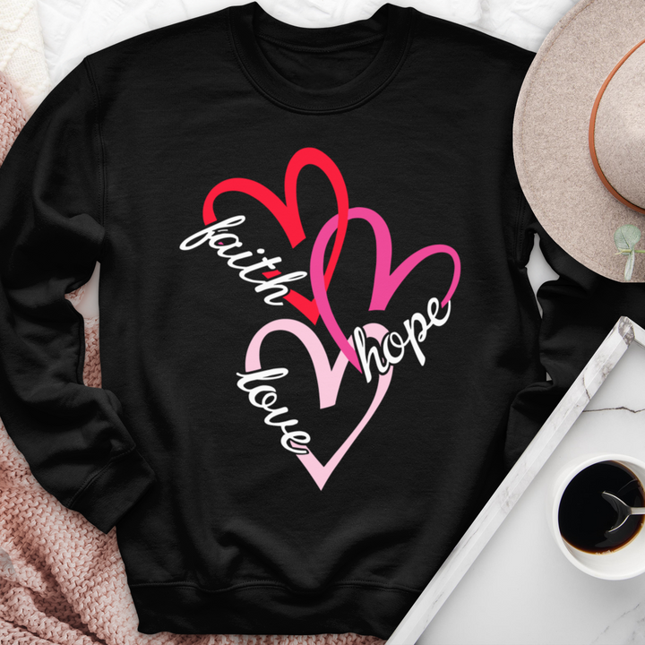 Faith Hope Love Hearts Crewneck