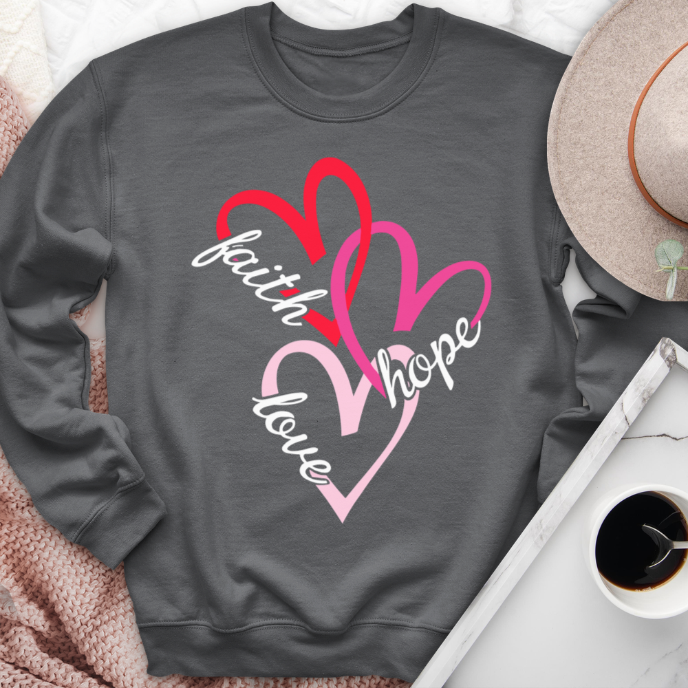 Faith Hope Love Hearts Crewneck