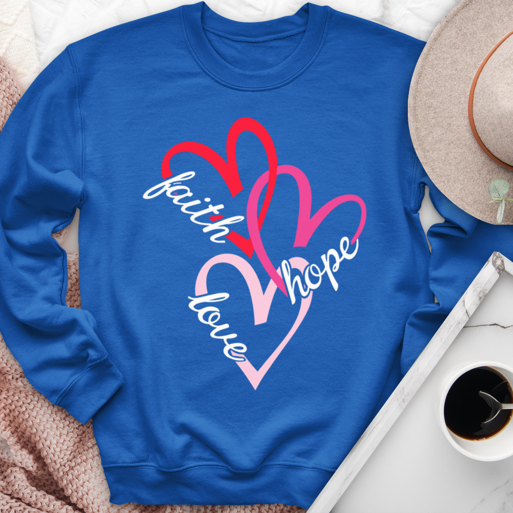 Faith Hope Love Hearts Crewneck