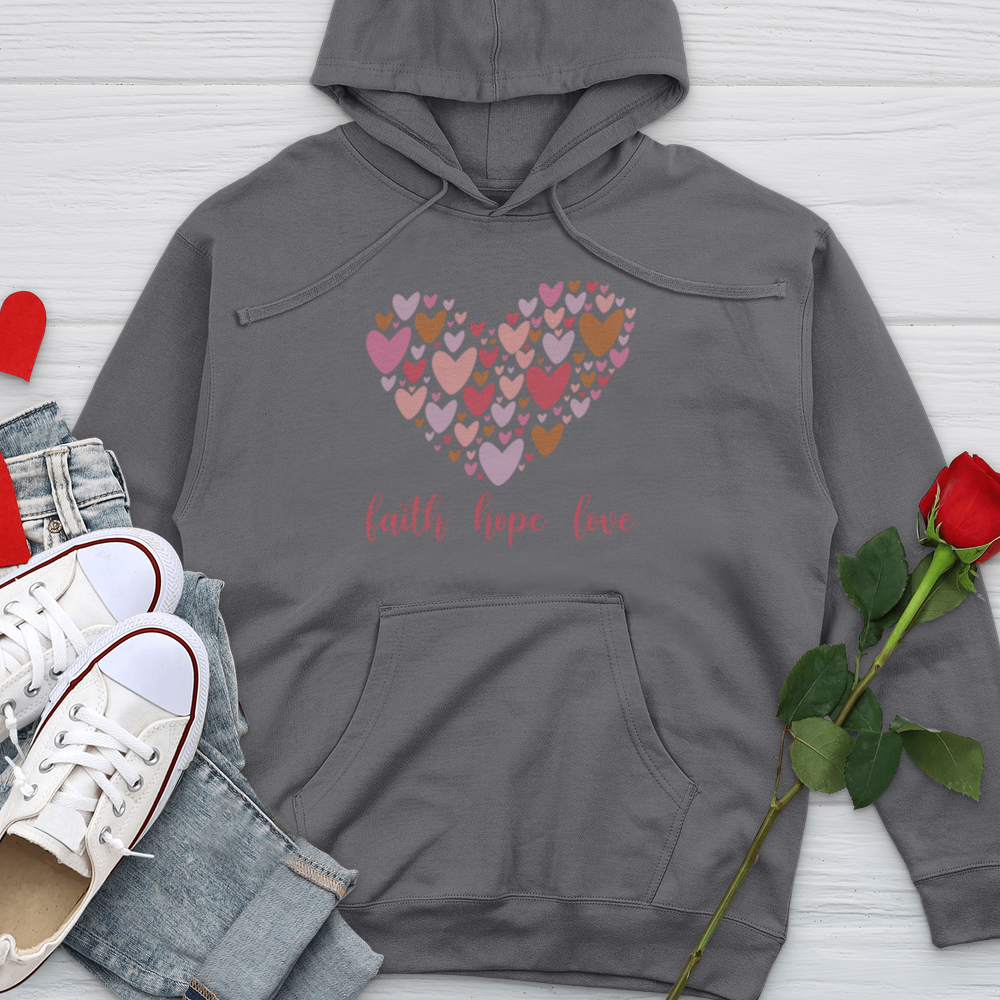 Faith Hope Love In Heart Midweight Hooded Sweatshirt