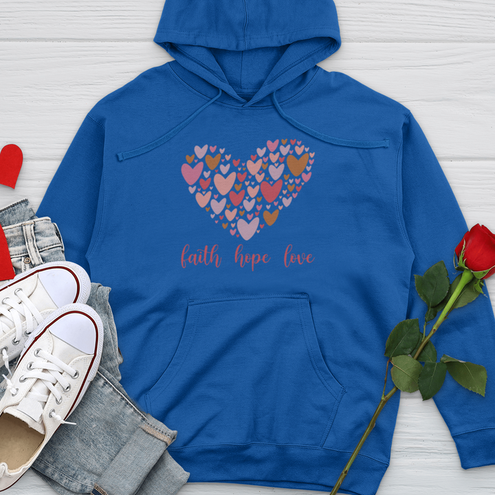 Faith Hope Love In Heart Midweight Hooded Sweatshirt