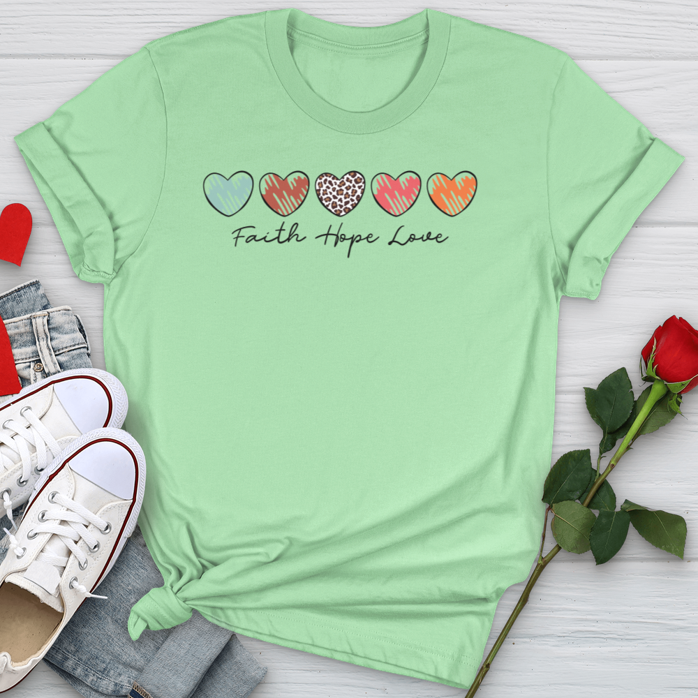 Faith Hope Love Mini Hearts Softstyle Tee