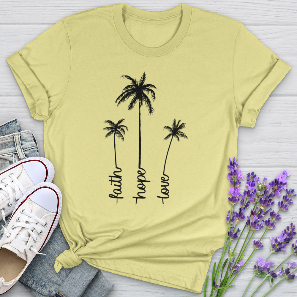 Faith Hope Love Palm Trio Softstyle Tee