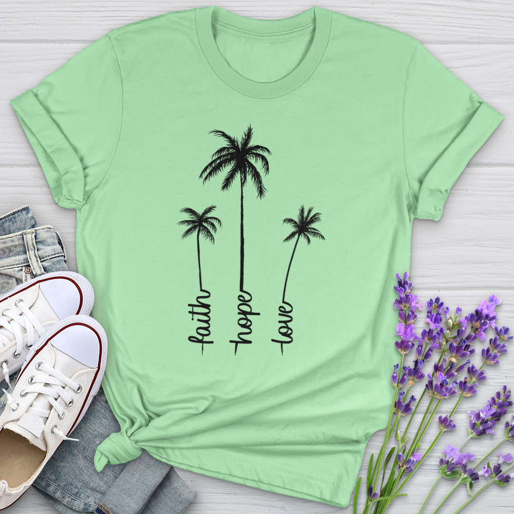 Faith Hope Love Palm Trio Softstyle Tee