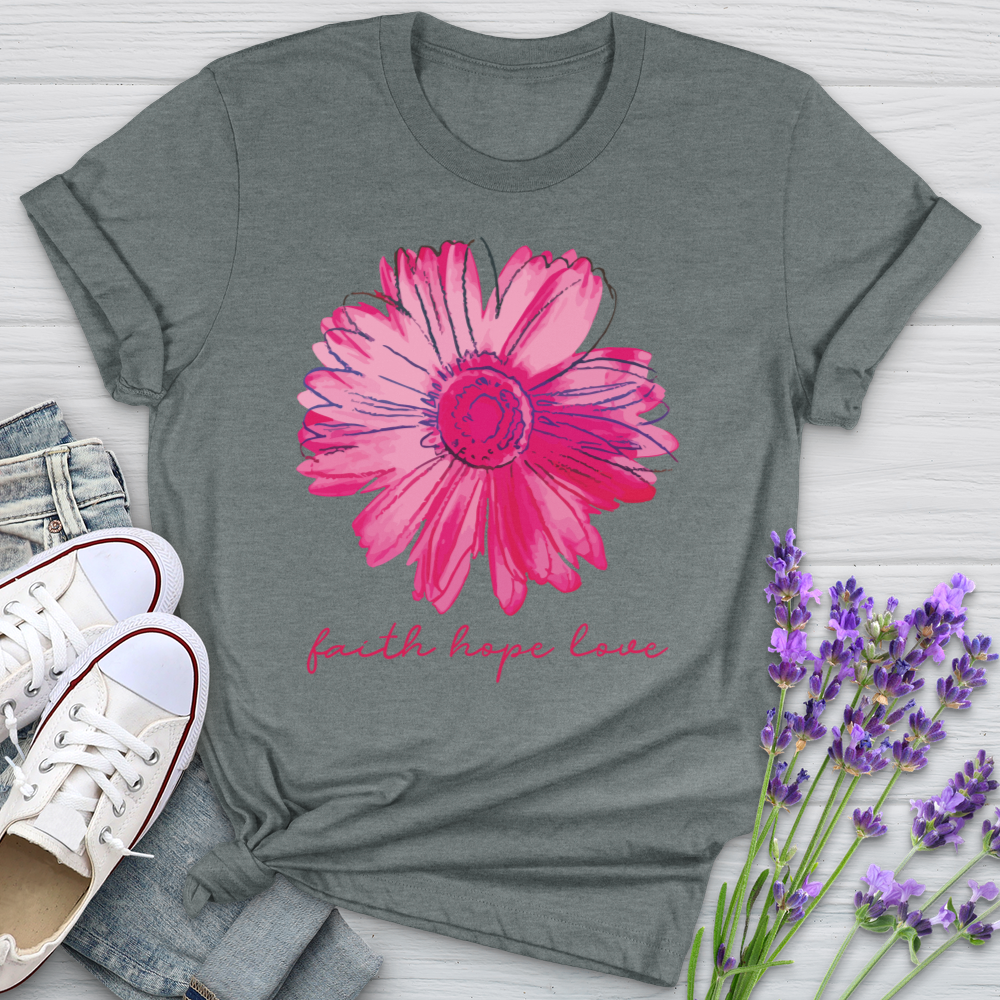 Faith Hope Love Pink Flower Softstyle Tee