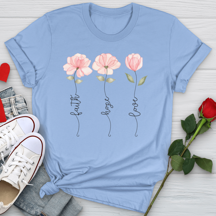 Faith Hope Love Pink Roses Softstyle Tee