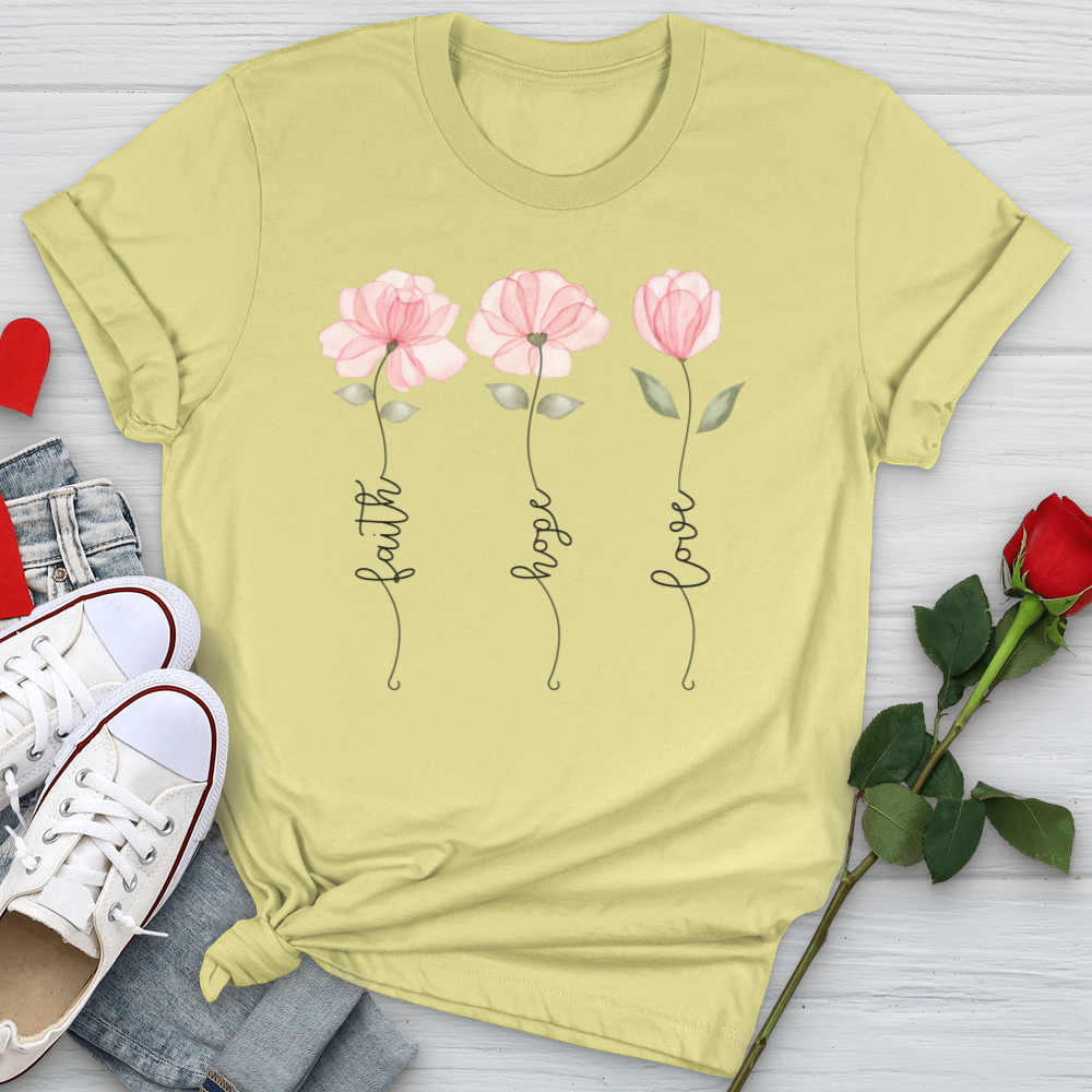 Faith Hope Love Pink Roses Softstyle Tee