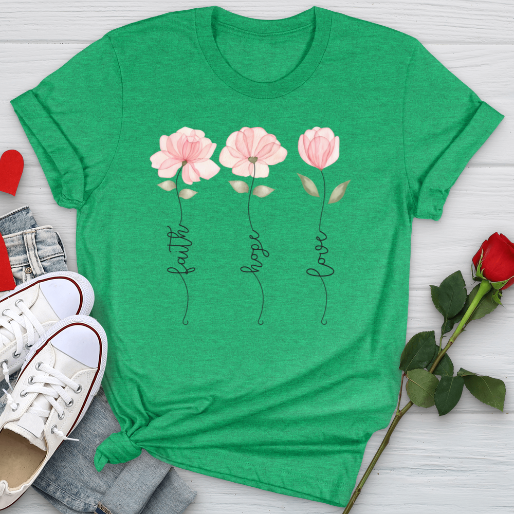 Faith Hope Love Pink Roses Softstyle Tee