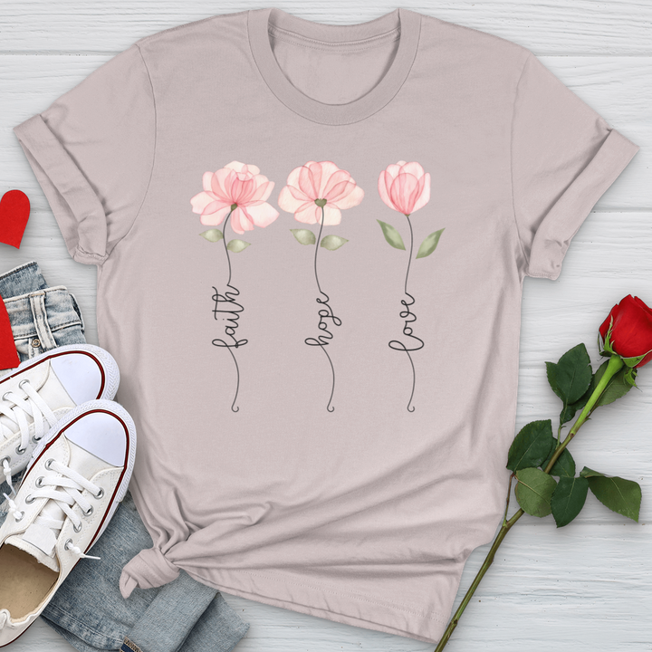 Faith Hope Love Pink Roses Softstyle Tee