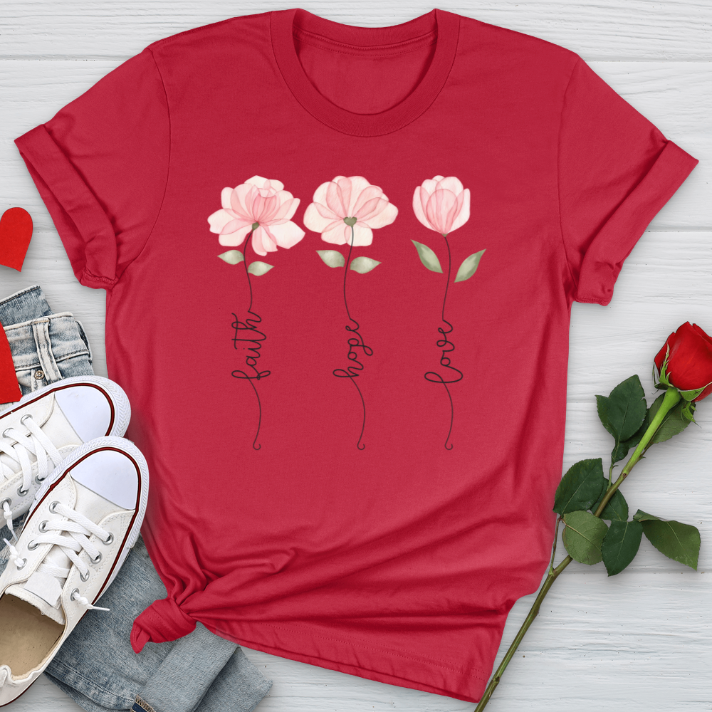 Faith Hope Love Pink Roses Softstyle Tee