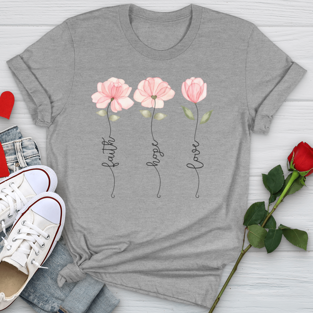 Faith Hope Love Pink Roses Softstyle Tee