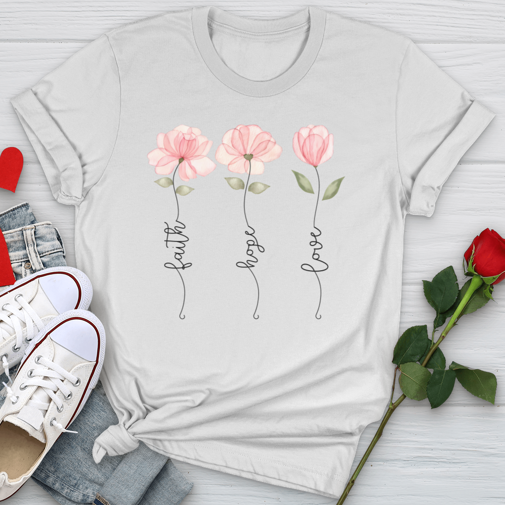 Faith Hope Love Pink Roses Softstyle Tee