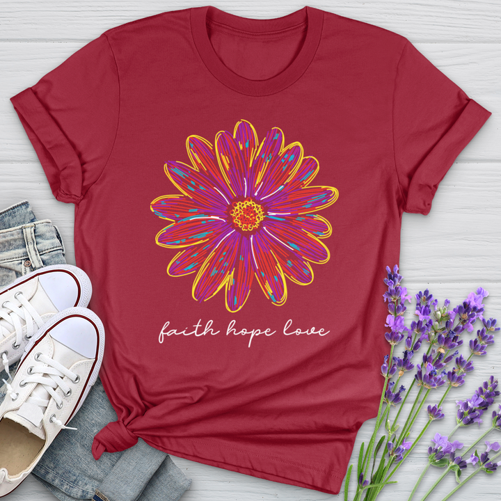 Faith Hope Love Retro Flower Softstyle Tee