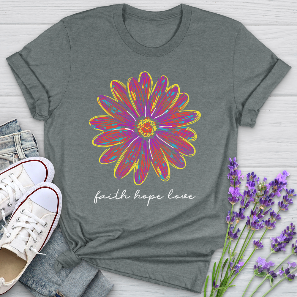 Faith Hope Love Retro Flower Softstyle Tee
