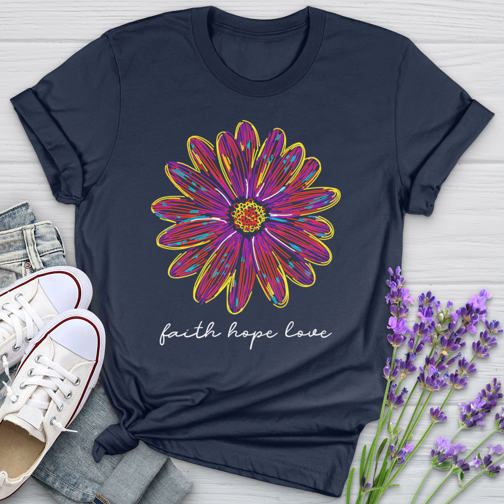 Faith Hope Love Retro Flower Softstyle Tee