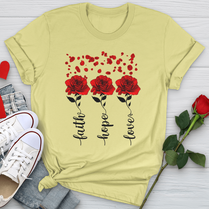 Faith Hope Love Roses Softstyle Tee