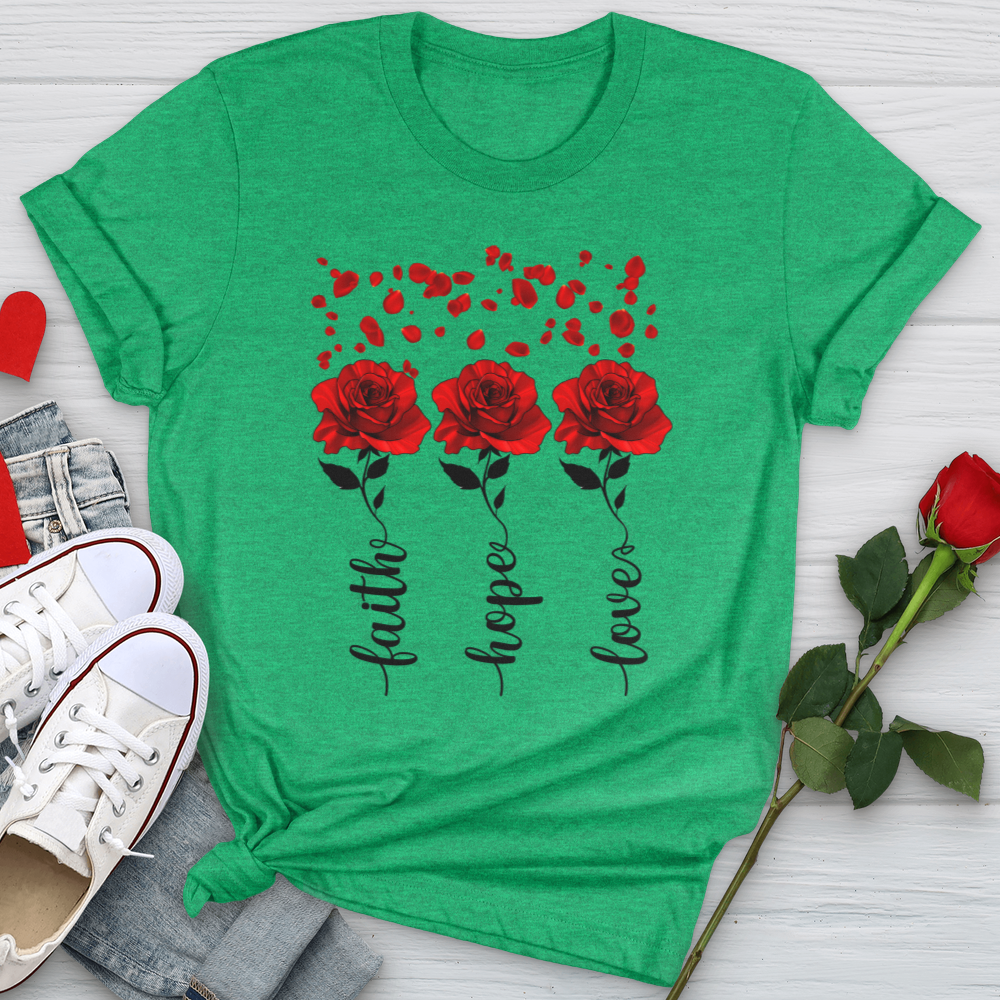 Faith Hope Love Roses Softstyle Tee