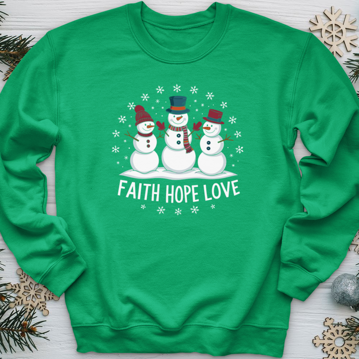 Faith Hope Love Snowman Crewneck