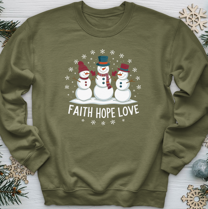 Faith Hope Love Snowman Crewneck