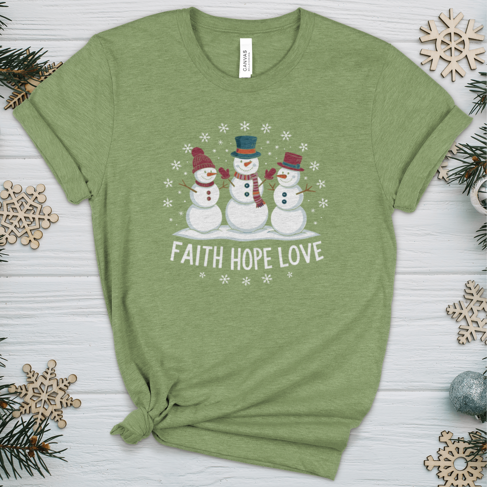 Faith Hope Love Snowman Heathered Tee