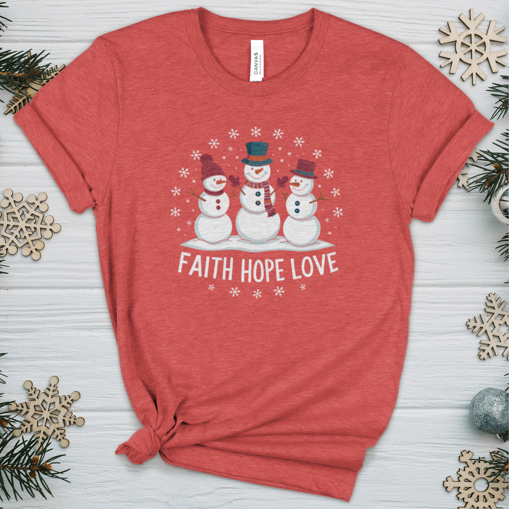 Faith Hope Love Snowman Heathered Tee