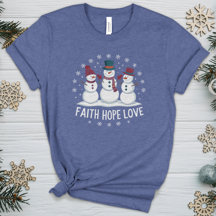 Faith Hope Love Snowman Heathered Tee