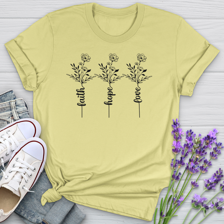 Faith Hope Love Spring Flowers Softstyle Tee