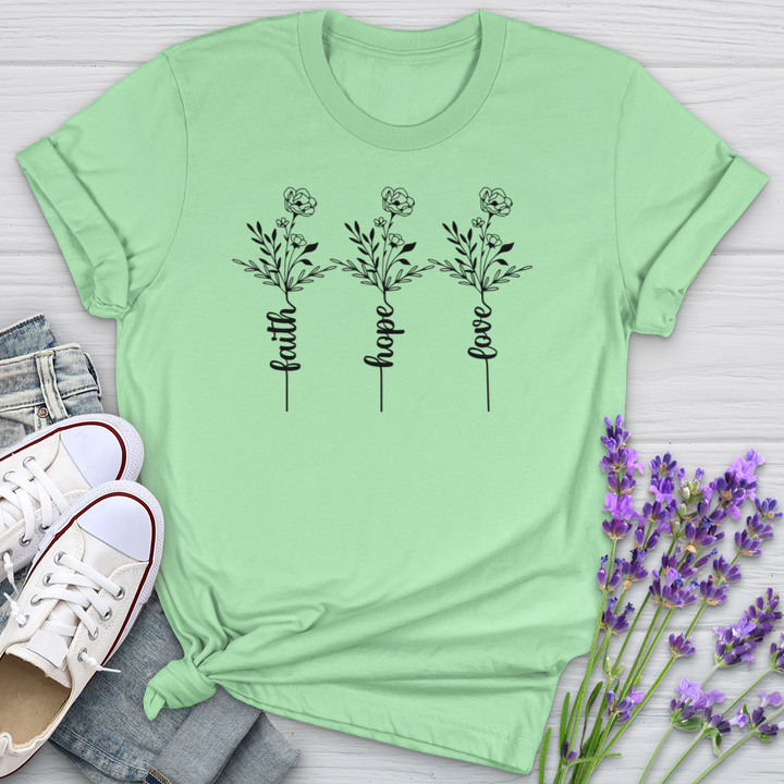 Faith Hope Love Spring Flowers Softstyle Tee