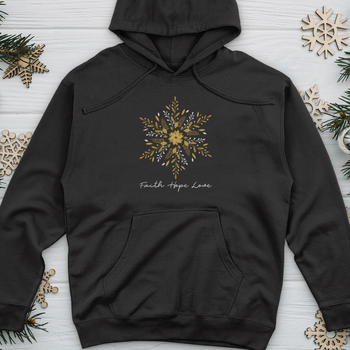 Faith Hope Love Sunflake Midweight Hooded Sweatshirt