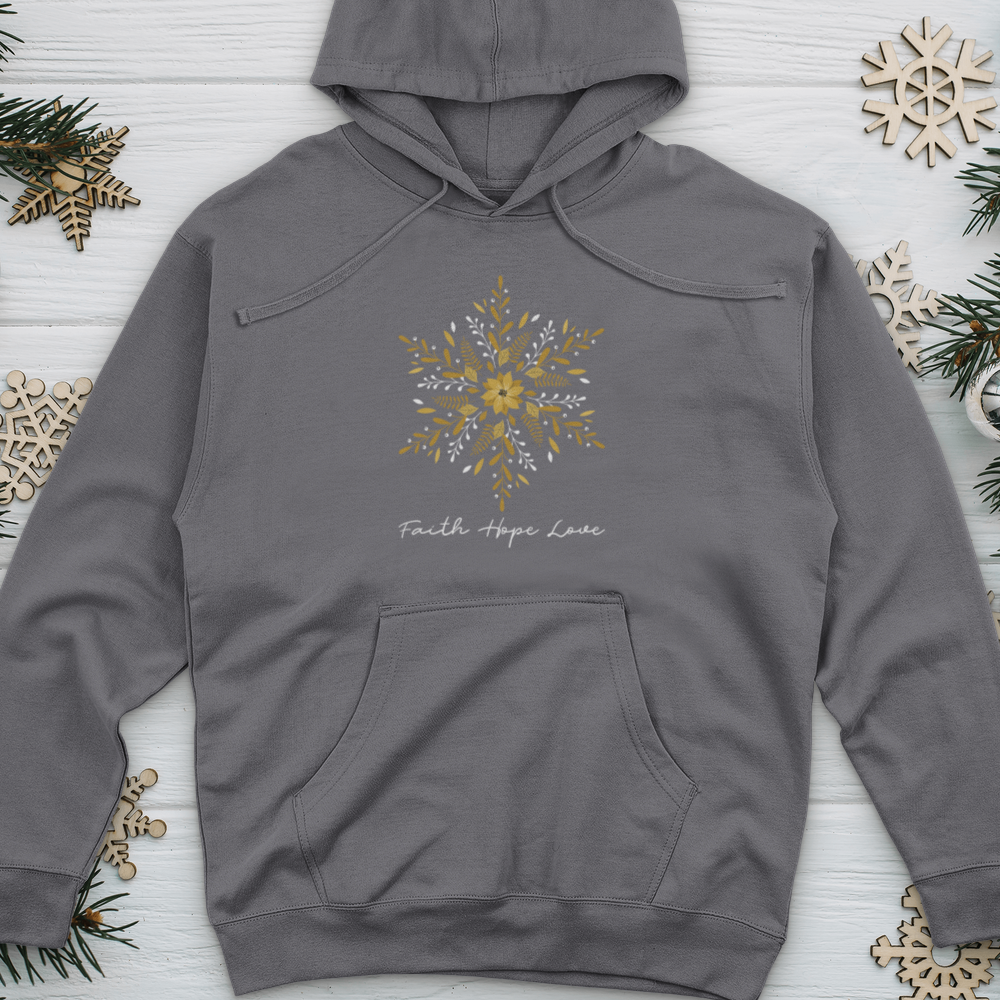 Faith Hope Love Sunflake Midweight Hooded Sweatshirt