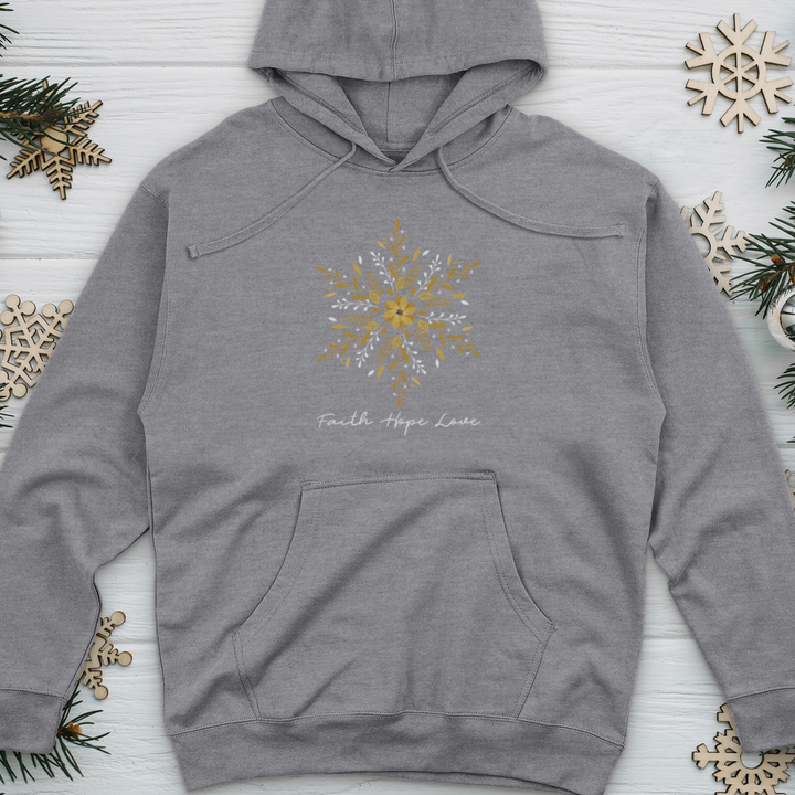 Faith Hope Love Sunflake Midweight Hooded Sweatshirt