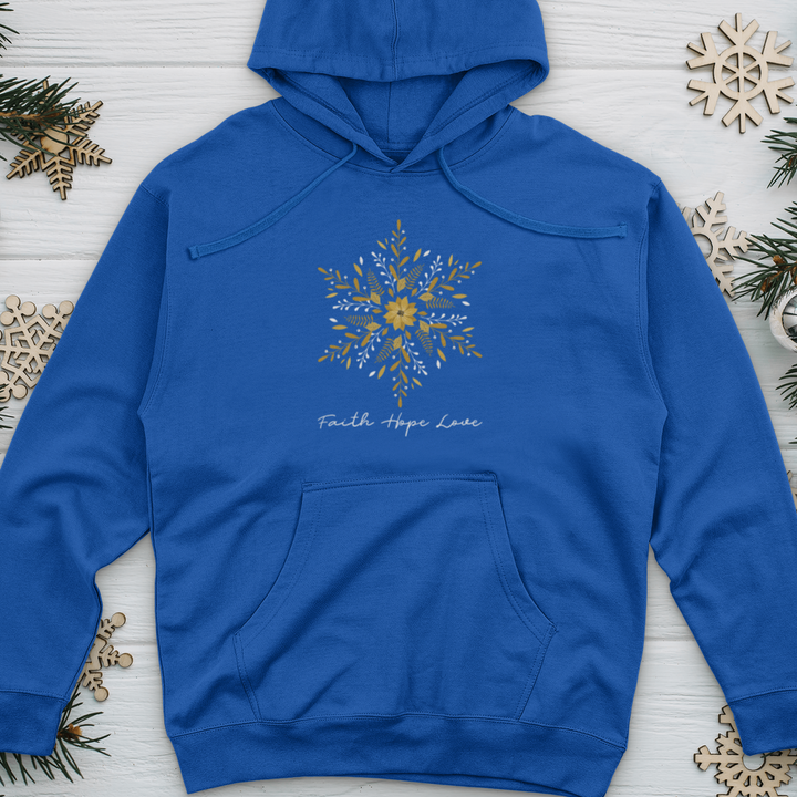 Faith Hope Love Sunflake Midweight Hooded Sweatshirt