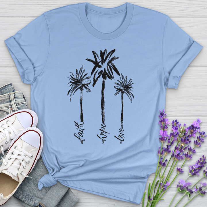 Faith Hope Love Watercolor Palms Softstyle Tee