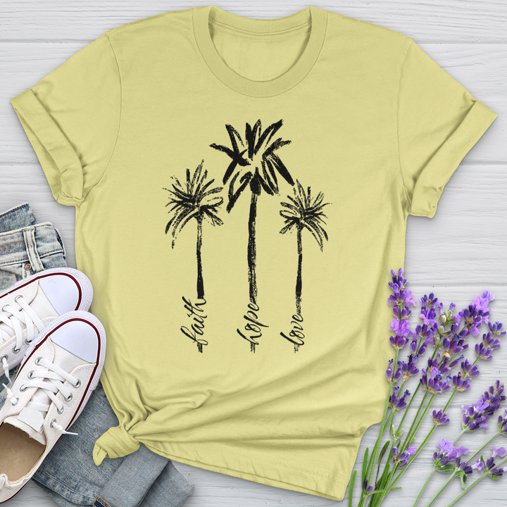 Faith Hope Love Watercolor Palms Softstyle Tee