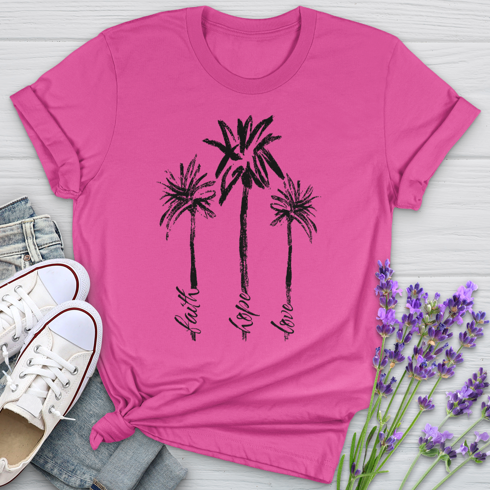 Faith Hope Love Watercolor Palms Softstyle Tee