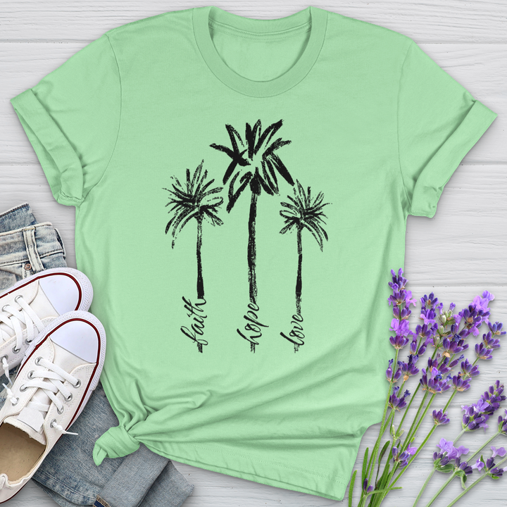 Faith Hope Love Watercolor Palms Softstyle Tee