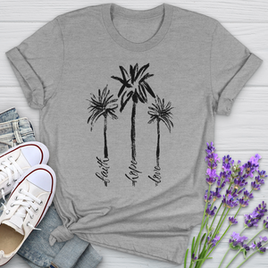 Faith Hope Love Watercolor Palms Softstyle Tee