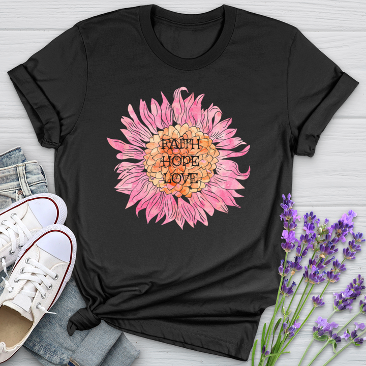 Faith Hope Pink Flower Softstyle Tee