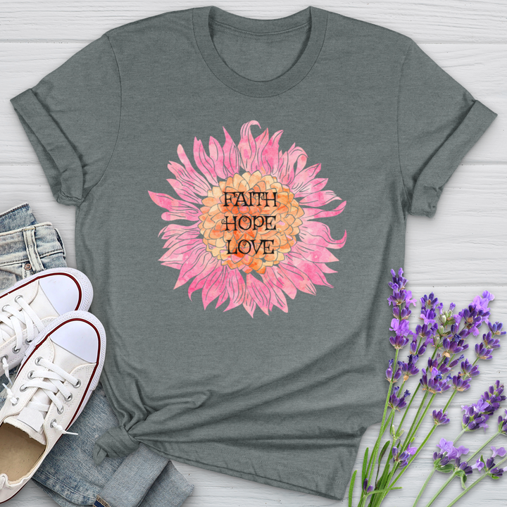 Faith Hope Pink Flower Softstyle Tee